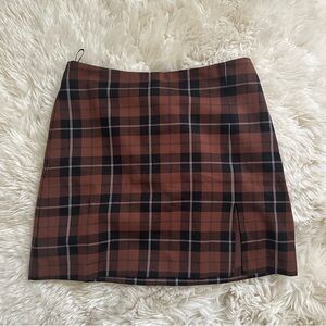 Aritzia Brown Plaid Mini Skirt